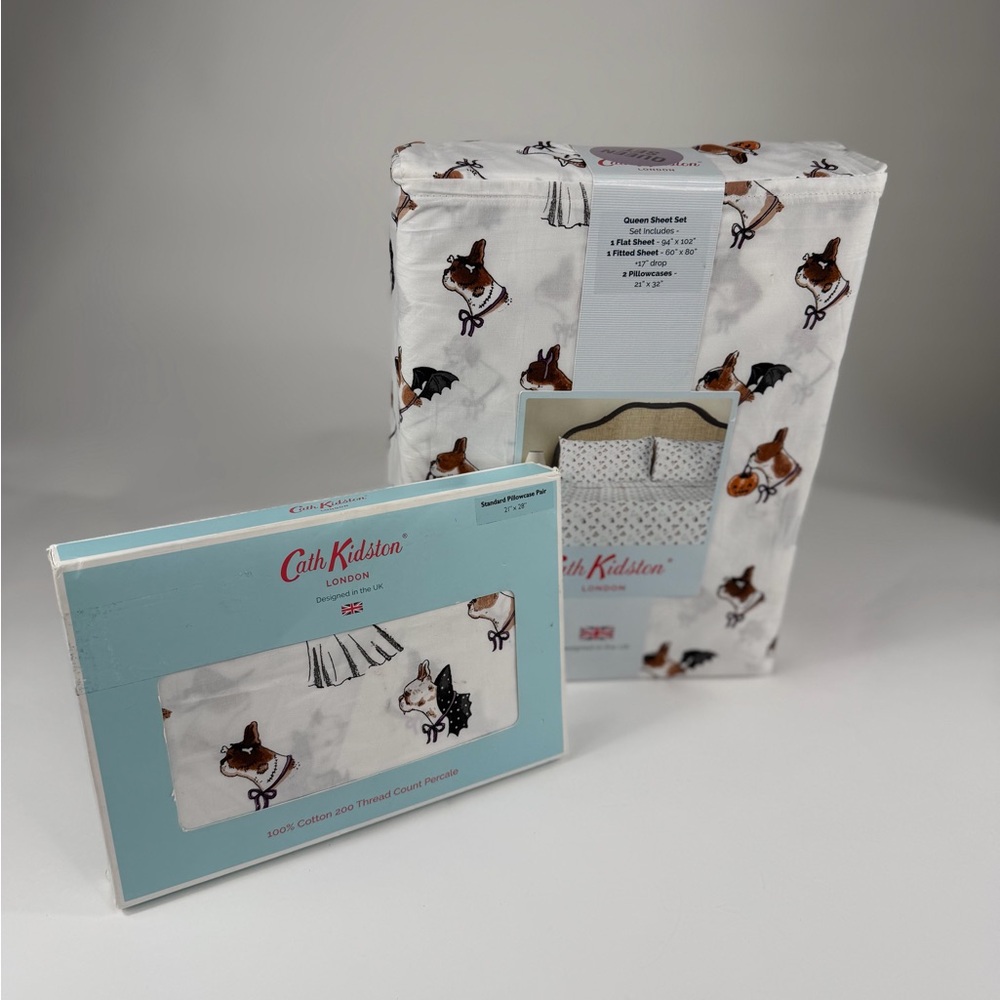 Cath Kidston “SPOOKY DOGS MULTI” 6 PC QUEEN SHEET SET